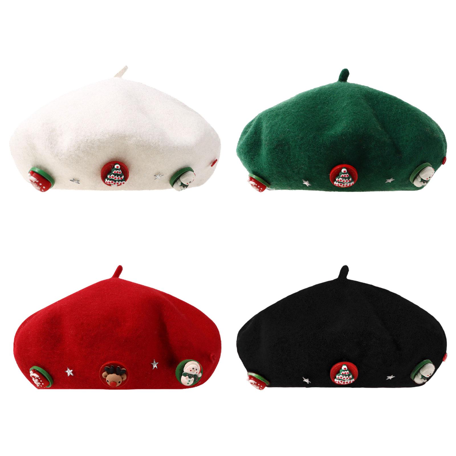 Beret French Wool - Christmas Beret Hat Women with Decoration