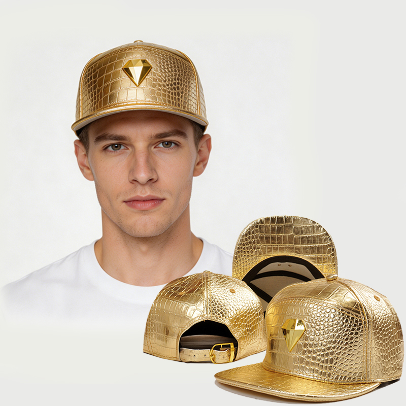 Snapback Hat Flat - New Gem Leather Baseball Cap Men