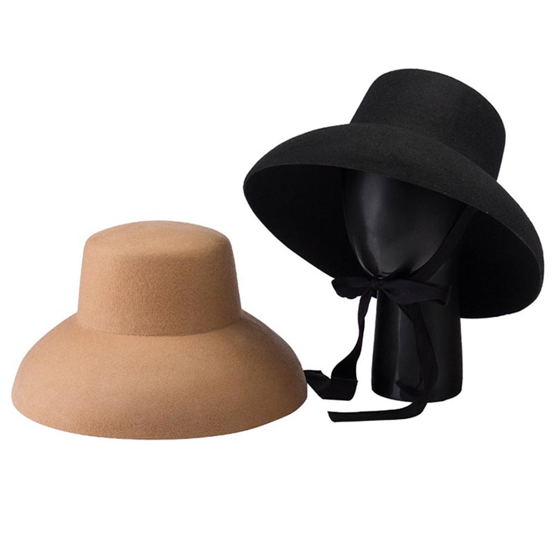 Retro Style Pure Wool Hat Wide - Fedora Hat Wool avaliação e preço