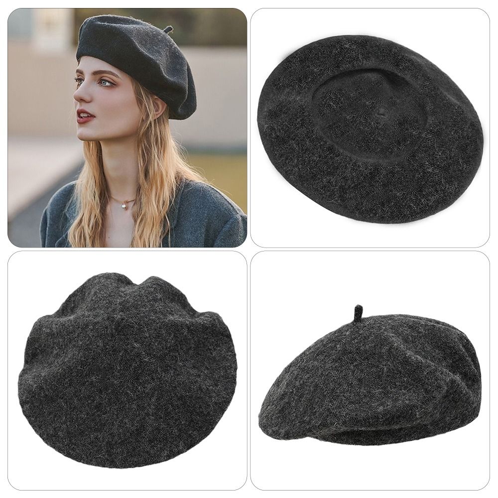 Berets Hat Autumn Winter Warm  - Beret French Wool avaliação e preço