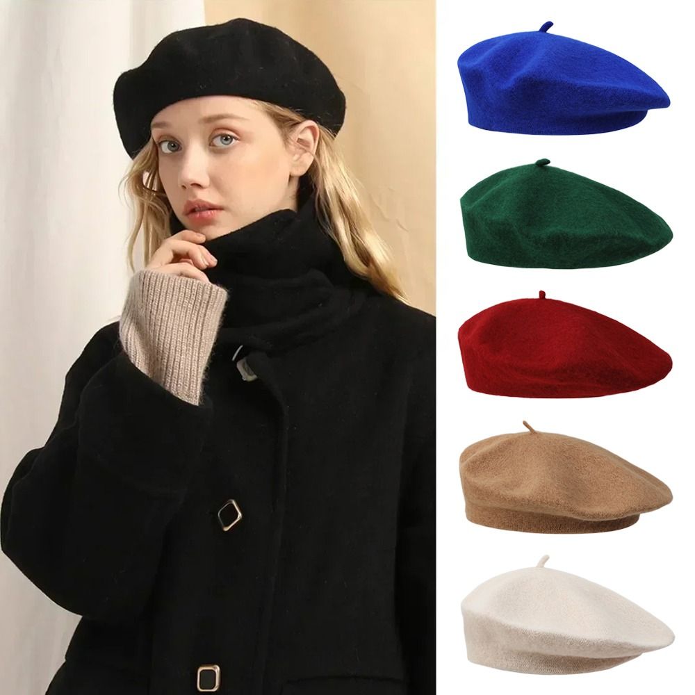 Berets Hat Autumn Winter Warm  - Beret French Wool avaliação e preço