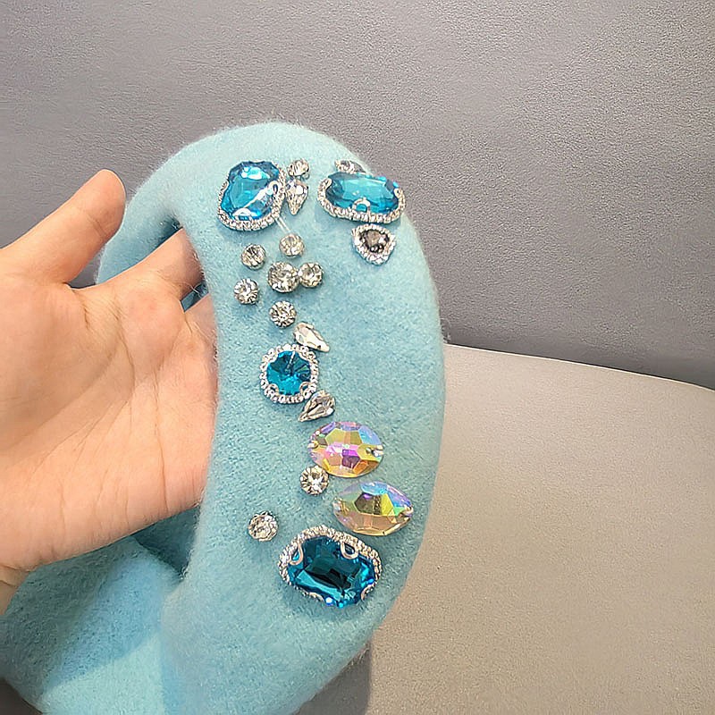 Stunning Rhinestone Wool Beret - Beret French Wool avaliação e preço