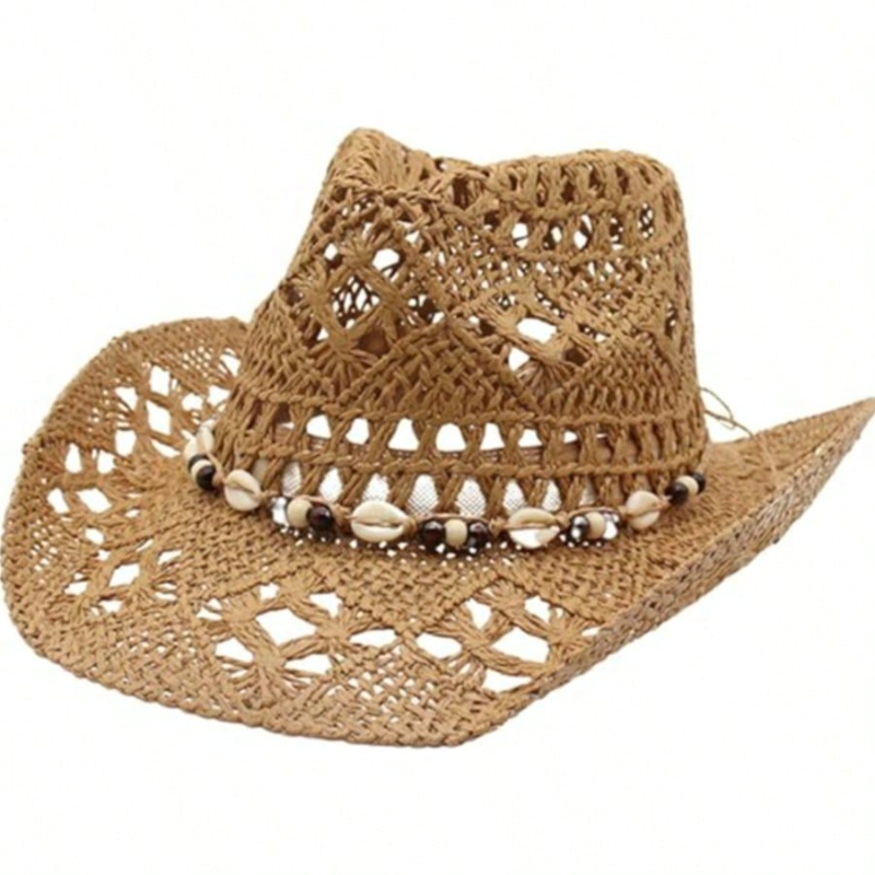 1pc Boho Shell Hollow Out Stra - Cowboy Hat Straw avaliação e preço