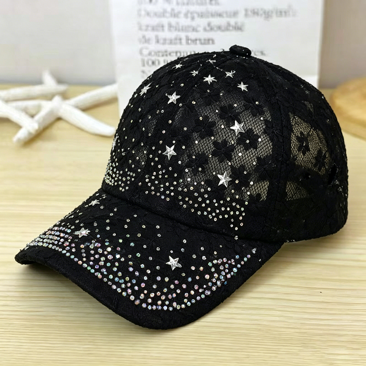 Shiny Rhinestone Lace Flower B - Baseball Cap Structured avaliação e preço