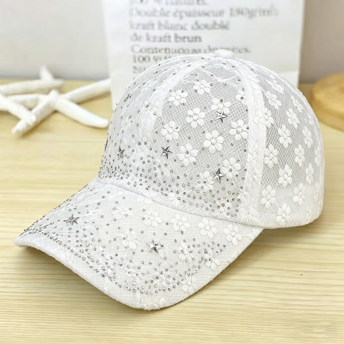 Shiny Rhinestone Lace Flower B - Baseball Cap Structured avaliação e preço