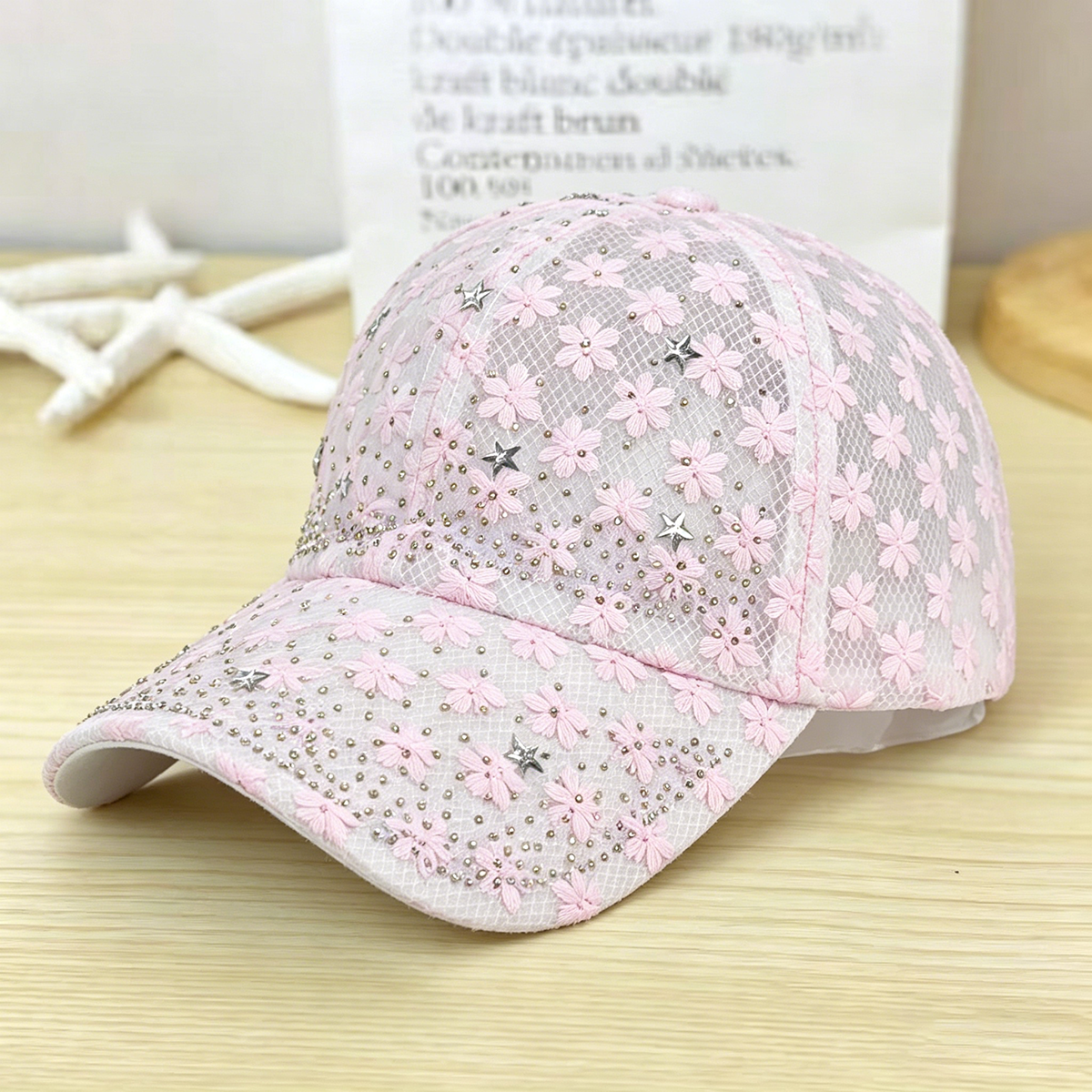 Shiny Rhinestone Lace Flower B - Baseball Cap Structured avaliação e preço