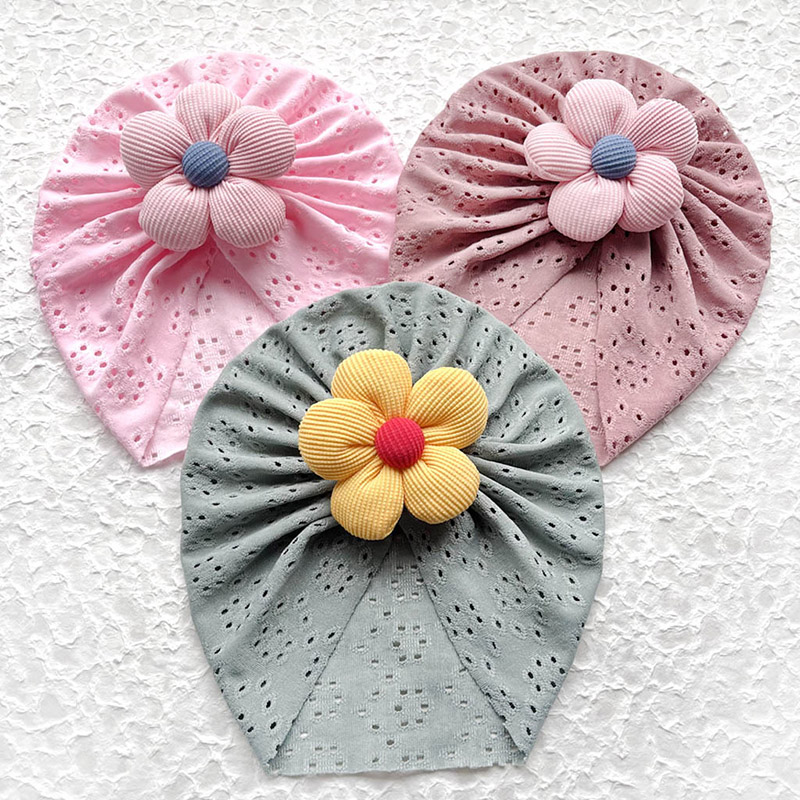 3D Flower Baby Turban Cap Summ - Dad Hat Cotton avaliação e preço
