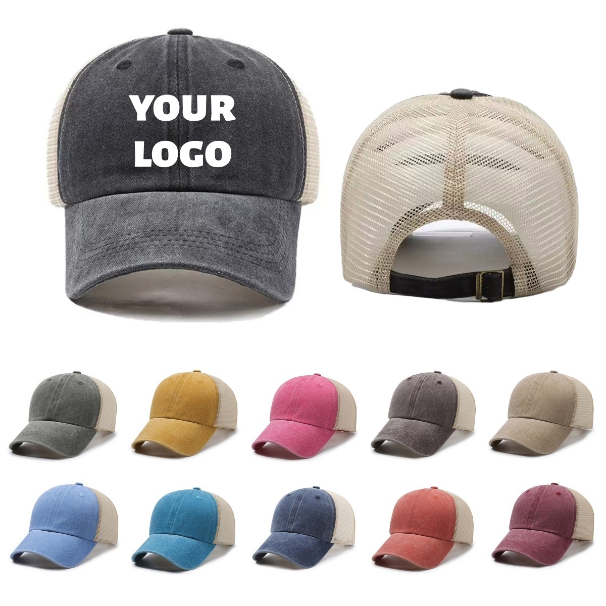 Custom Logo Washed Mesh Cap Br - Visor Sun Hat avaliação e preço