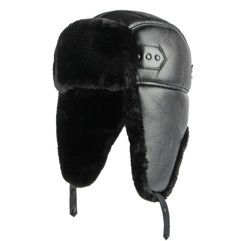 HT4002 New PU Leather Russian  - Trapper Hat Ear Flap avaliação e preço
