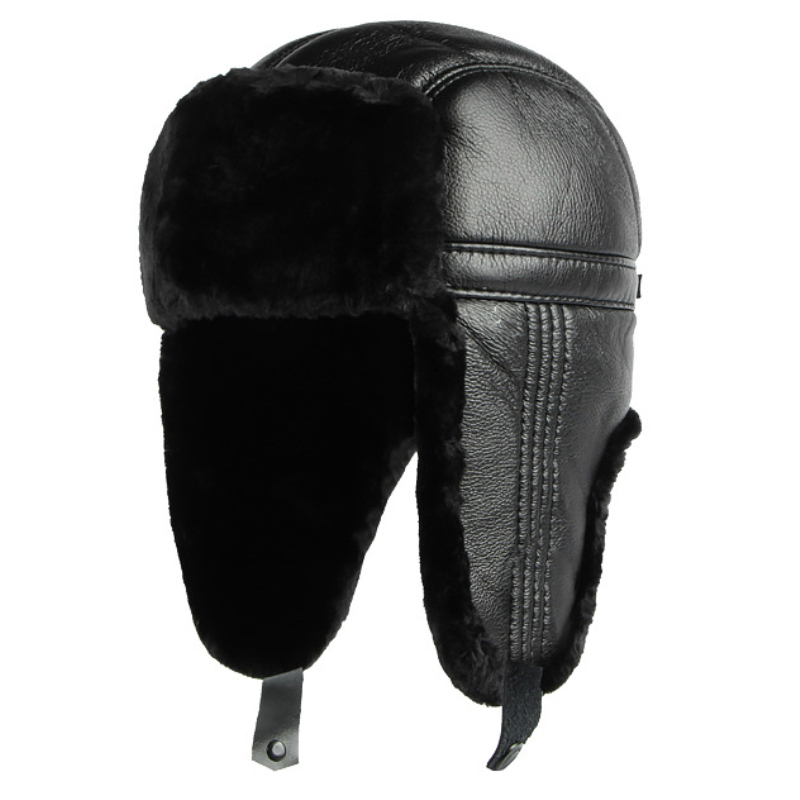 HT4002 New PU Leather Russian  - Trapper Hat Ear Flap avaliação e preço