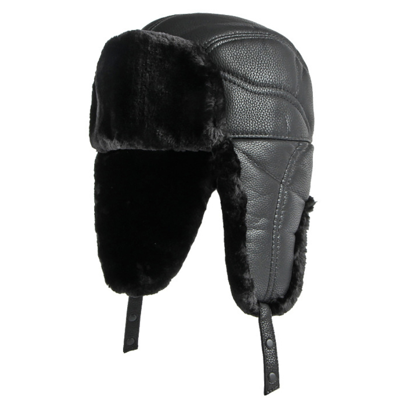 HT4002 New PU Leather Russian  - Trapper Hat Ear Flap avaliação e preço