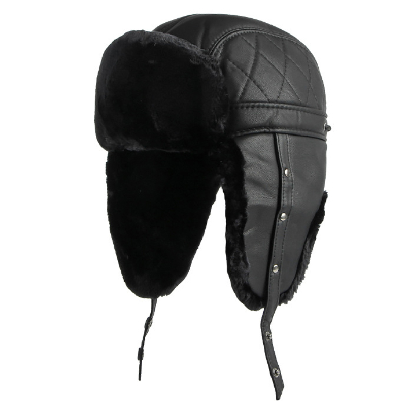 HT4002 New PU Leather Russian  - Trapper Hat Ear Flap avaliação e preço