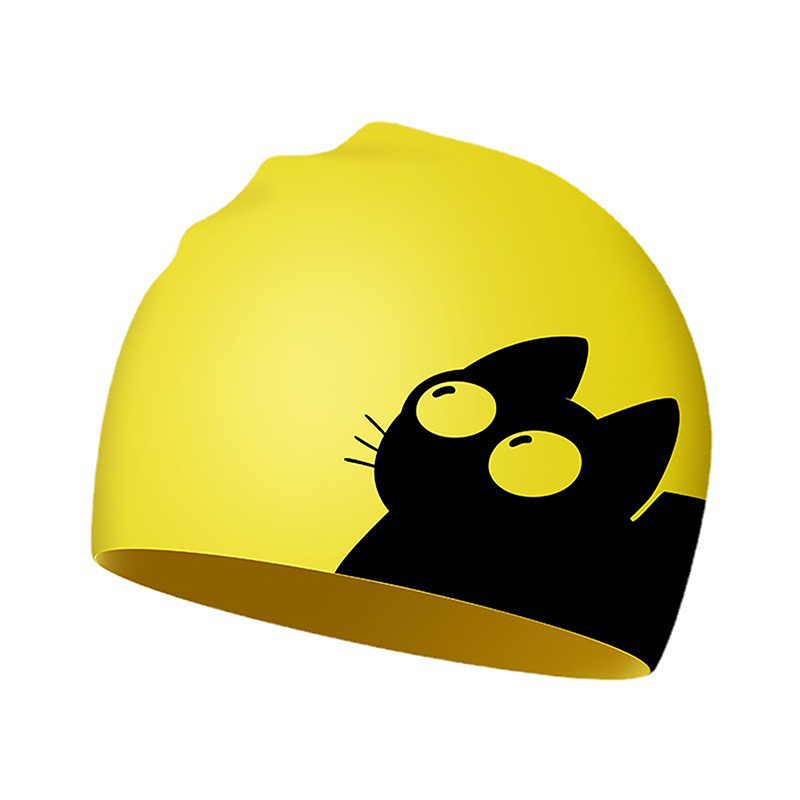 Cute Cat Swimming Cap For Long - Swim Hat Silicone avaliação e preço