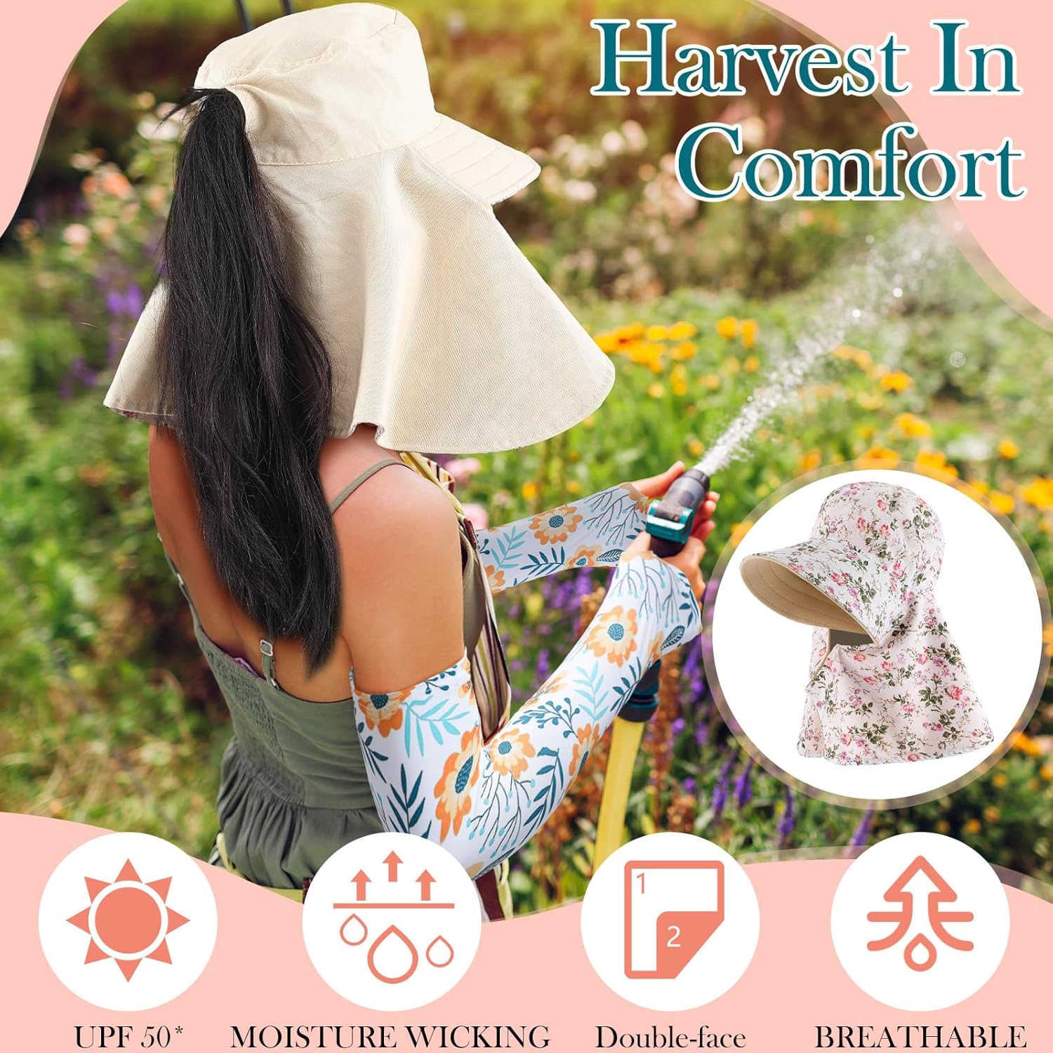 2 Pcs Floral Garden Hat for Wo - Sun Hat Wide Brim avaliação e preço
