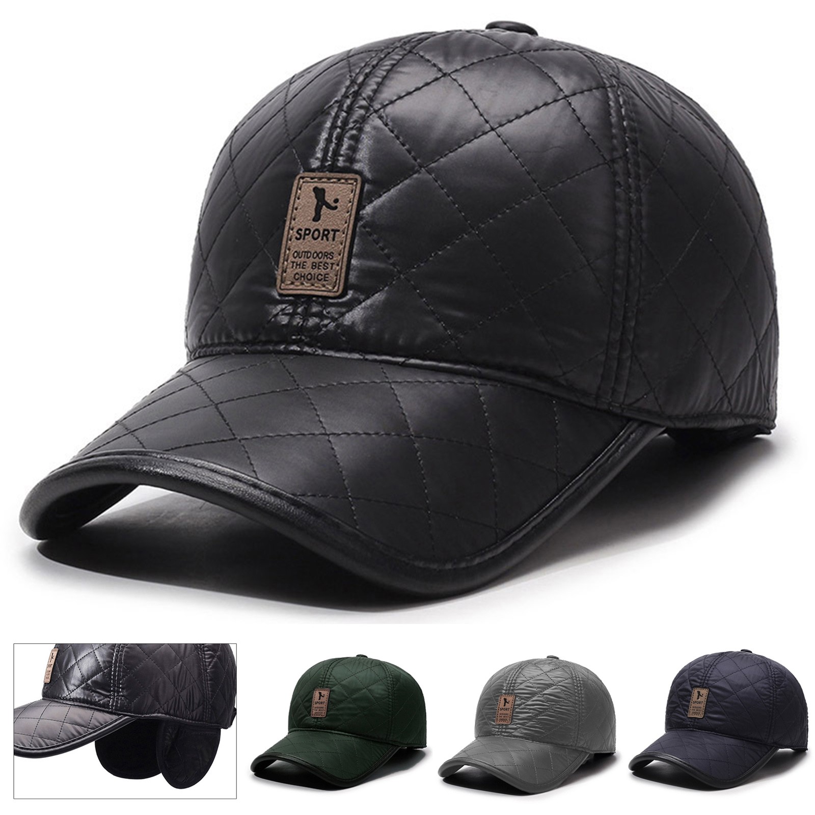 Winter Men PU Baseball Cap War - Winter Trapper Hat avaliação e preço