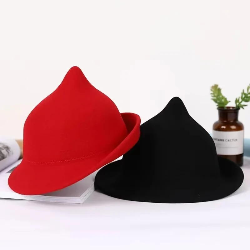 100% Wool Modern Witch Hat Hal - Fedora Hat Wool avaliação e preço