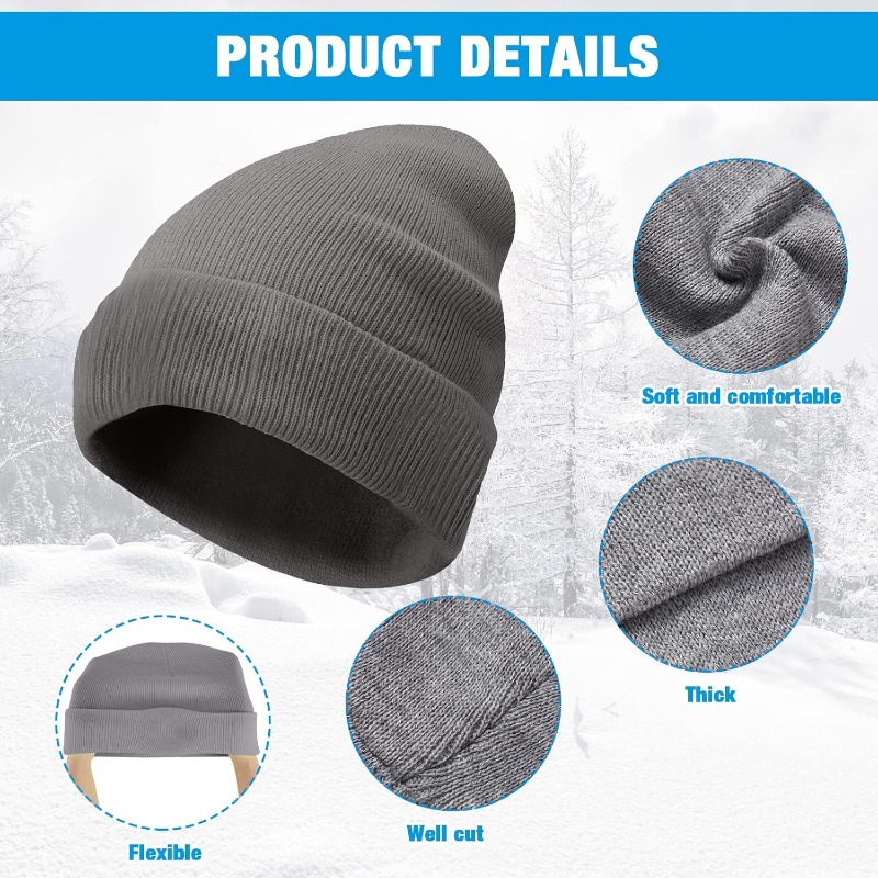 1pc Winter Warm Thick Beanie H - Beanie Cuffed Knit avaliação e preço