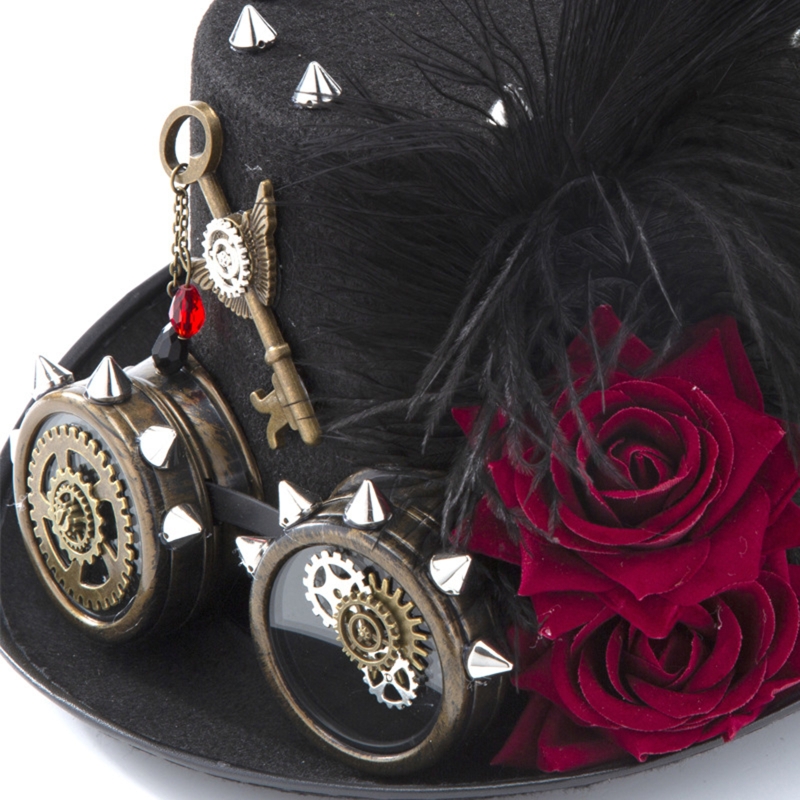 Y166 Vintage Steampunk Hat Top - Fedora Hat Wool avaliação e preço