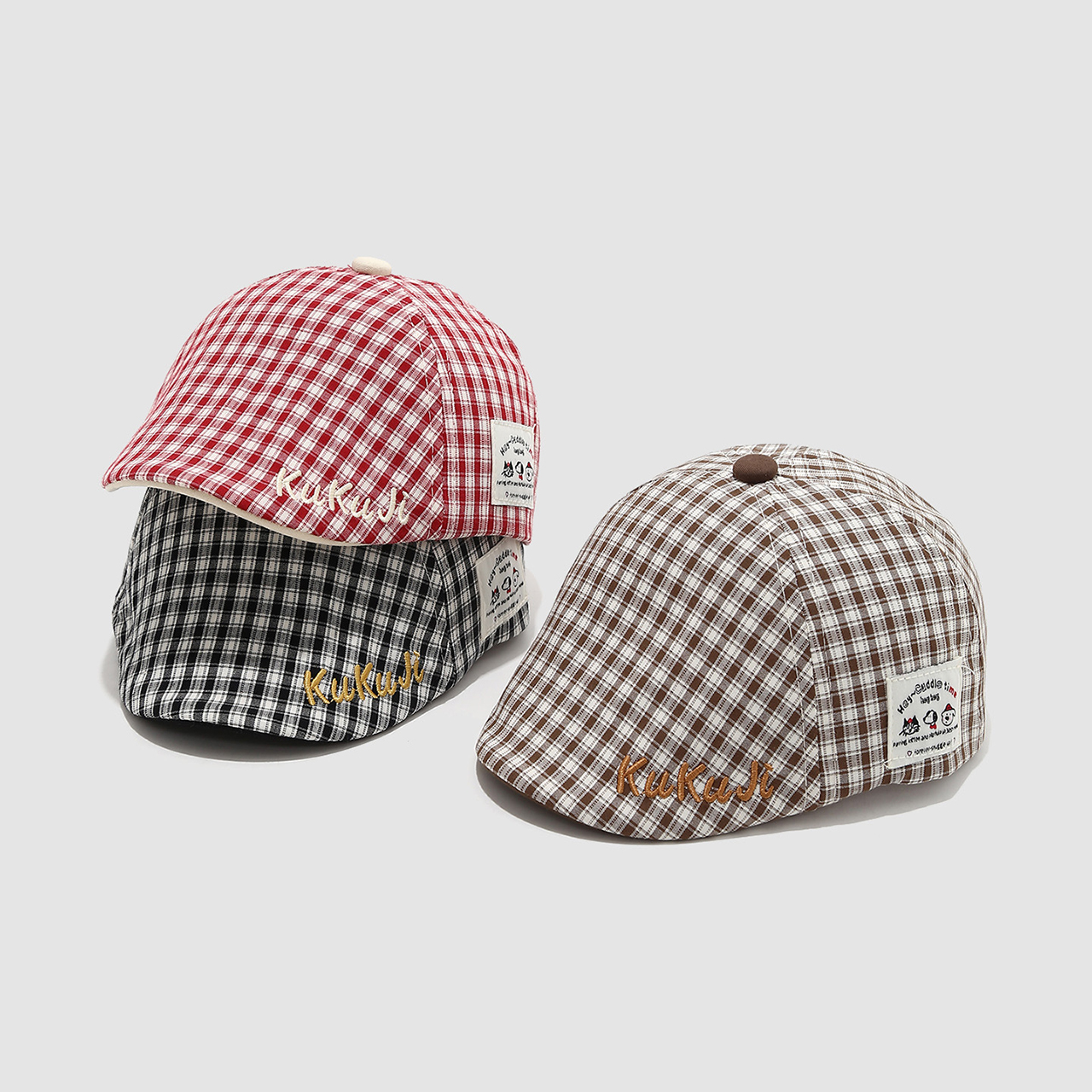 Fashion Children Checkered Ber - Visor Sun Hat avaliação e preço