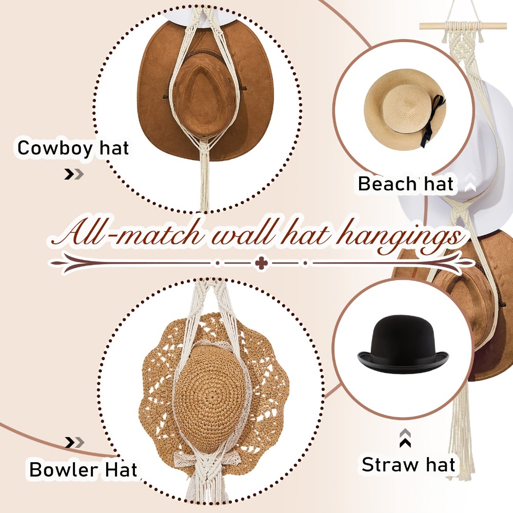 Bohemian Macrame Hat Hanger Ha - Sun Hat Wide Brim avaliação e preço