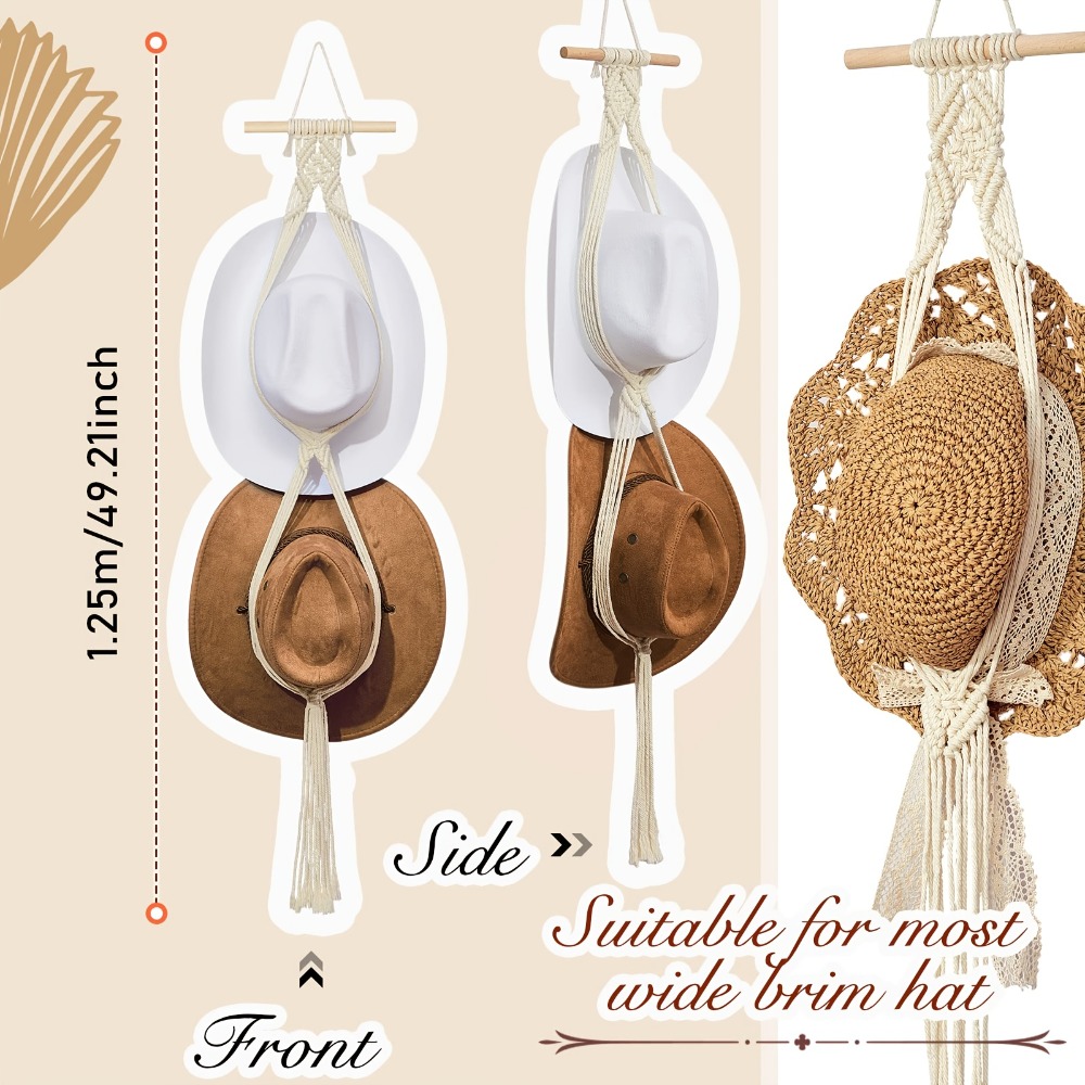 Bohemian Macrame Hat Hanger Ha - Sun Hat Wide Brim avaliação e preço