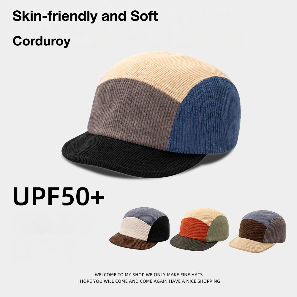 Unisex Vintage Color Block Cor - Corduroy Cap 5 Panel avaliação e preço