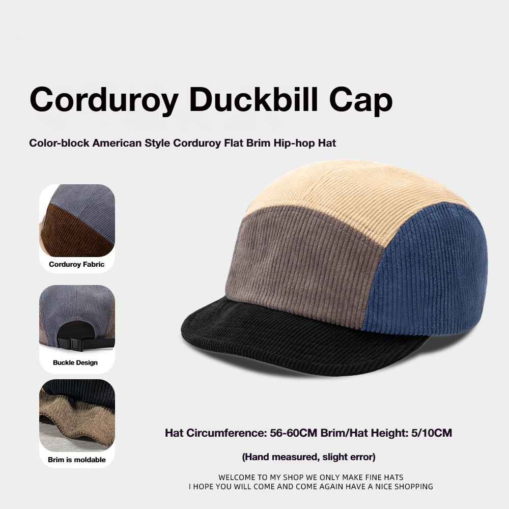 Unisex Vintage Color Block Cor - Corduroy Cap 5 Panel avaliação e preço