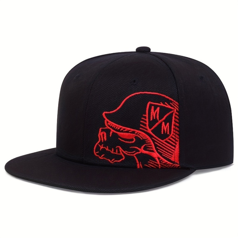 Unisex Skeleton Embroidery Bas - Snapback Hat Flat avaliação e preço
