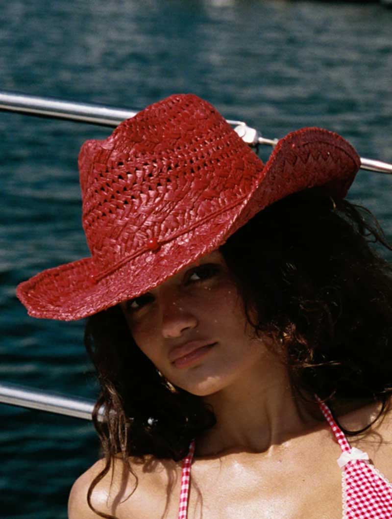 Cowboy hat red hand-painted su - Cowboy Hat Straw avaliação e preço