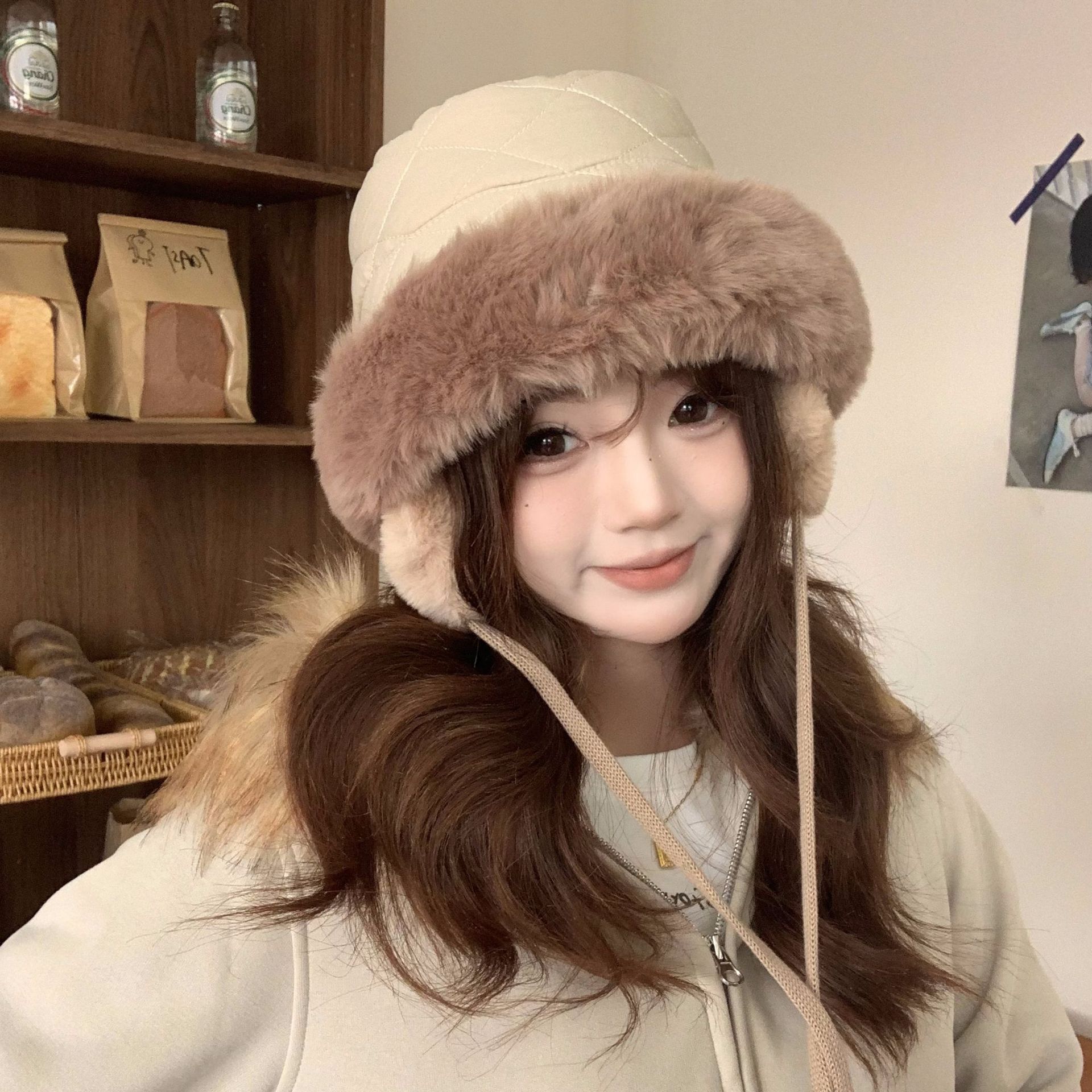 Women's Winter Quilted Faux Fu - Trapper Hat Ear Flap avaliação e preço