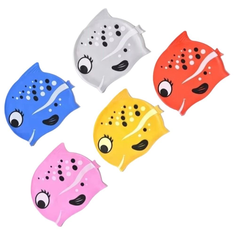 Cute Elastic Children's Swimmi - Swim Hat Silicone avaliação e preço