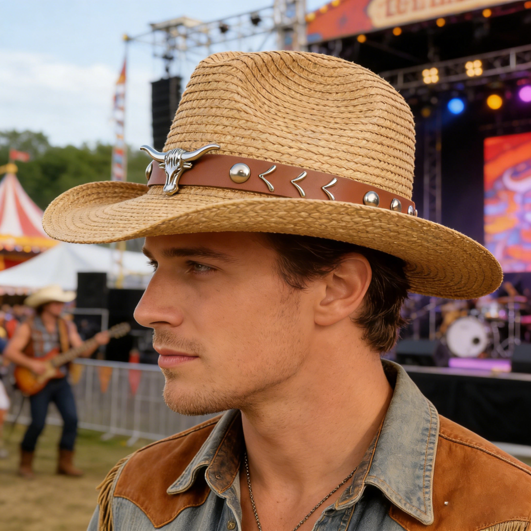 Vintage Straw Western Cowboy H - Cowboy Hat Straw avaliação e preço