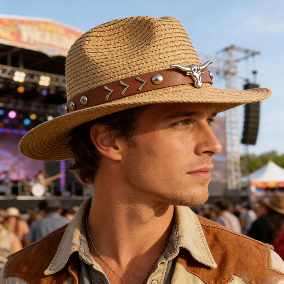 Vintage Straw Western Cowboy H - Cowboy Hat Straw avaliação e preço
