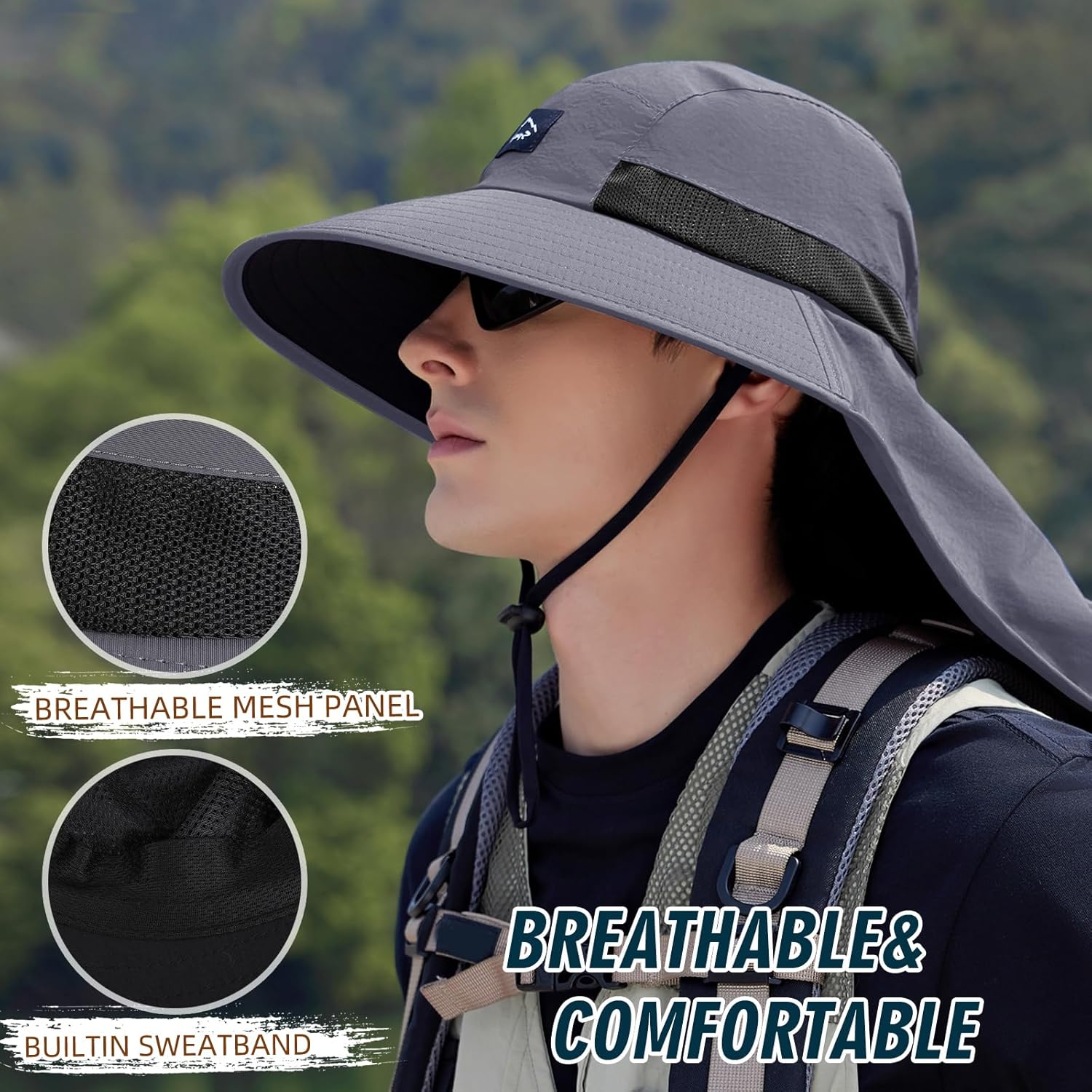 UPF50+ Sun Hat with Neck Flap, - Sun Hat Wide Brim avaliação e preço