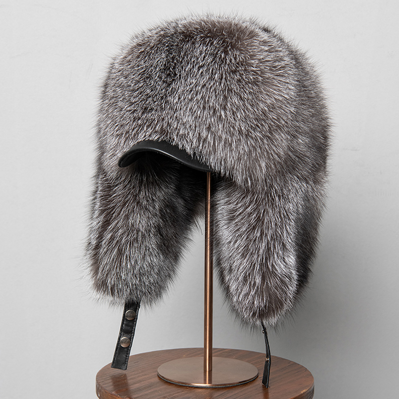100% Real Fox Fur Hats Women's - Trapper Hat Ear Flap avaliação e preço