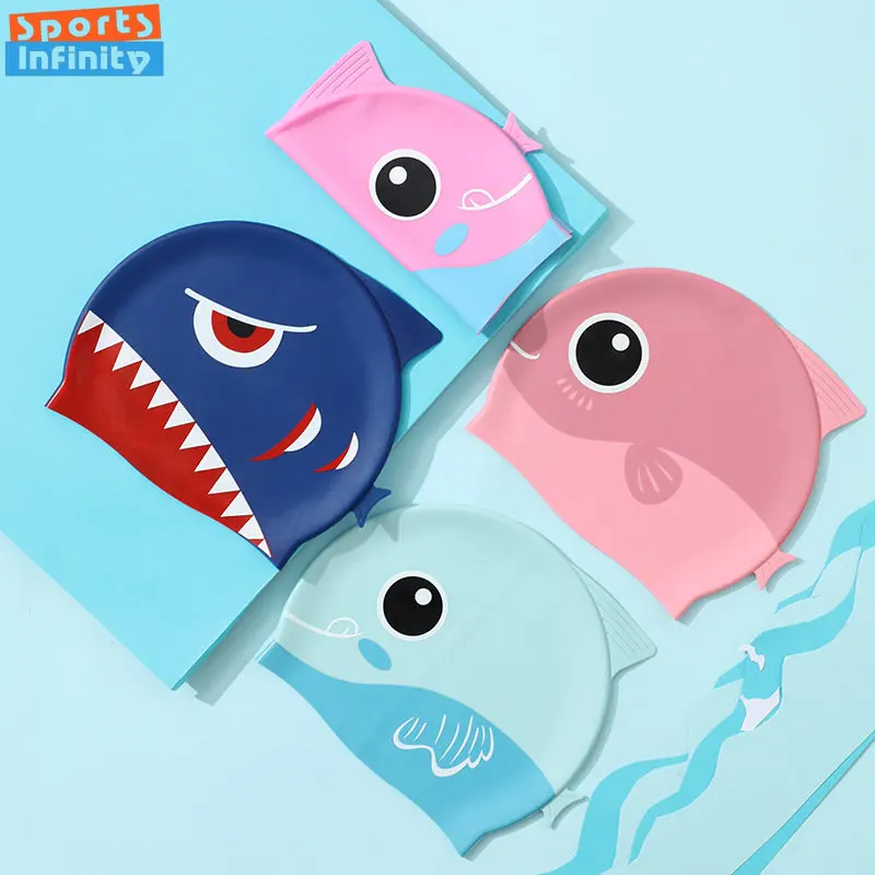 Cartoon Cute Fish Shark Silico - Swim Hat Silicone avaliação e preço