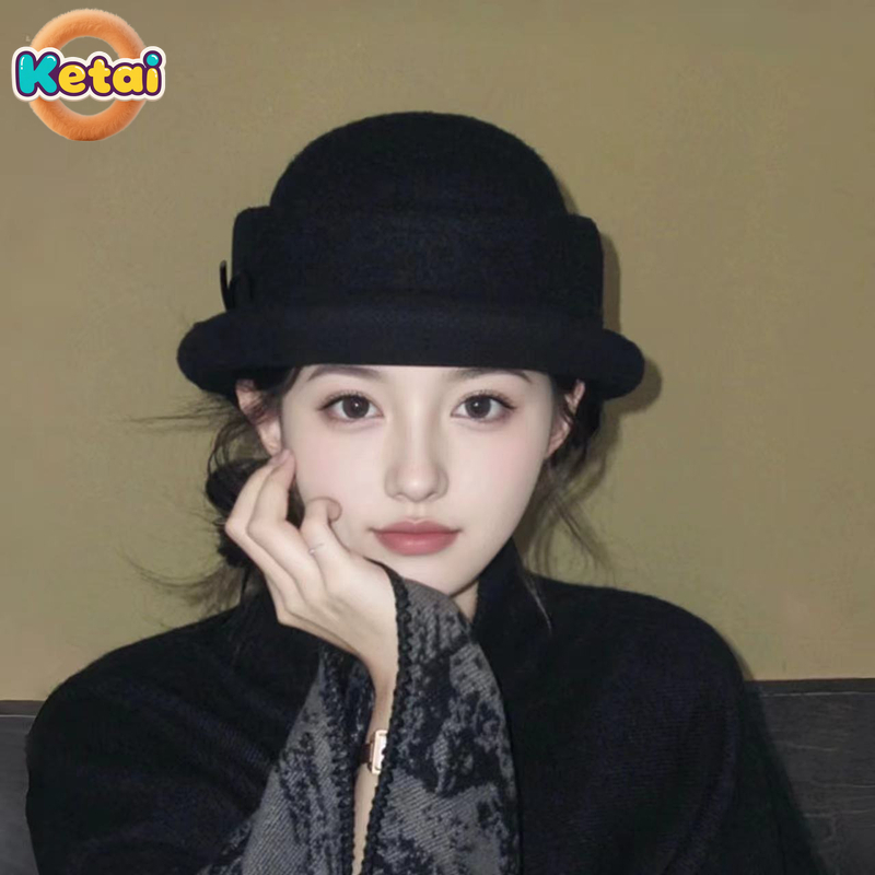 Black Wool Top Hat Beret Women - Beret French Wool avaliação e preço