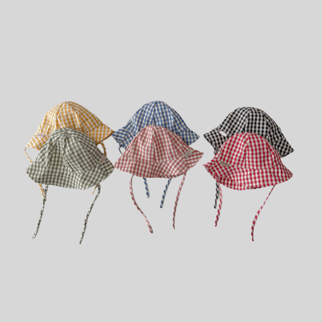 Ins Style Plaid Baby Bucket Ha - Sun Hat Wide Brim avaliação e preço