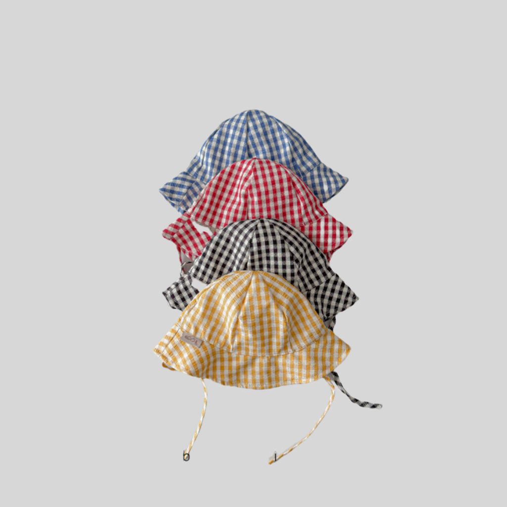 Ins Style Plaid Baby Bucket Ha - Sun Hat Wide Brim avaliação e preço