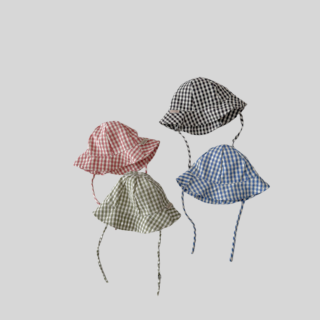 Ins Style Plaid Baby Bucket Ha - Sun Hat Wide Brim avaliação e preço