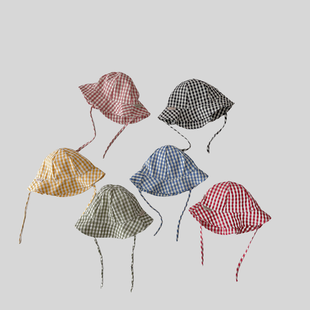 Ins Style Plaid Baby Bucket Ha - Sun Hat Wide Brim avaliação e preço