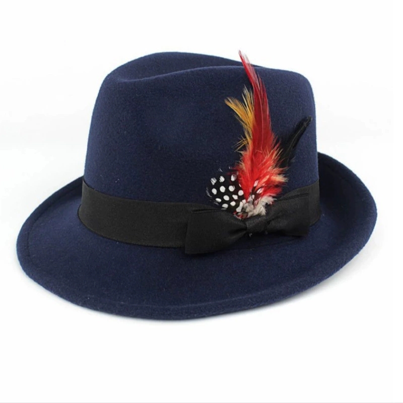 Hot-Selling Feather Top Hat Br - Fedora Hat Wool avaliação e preço