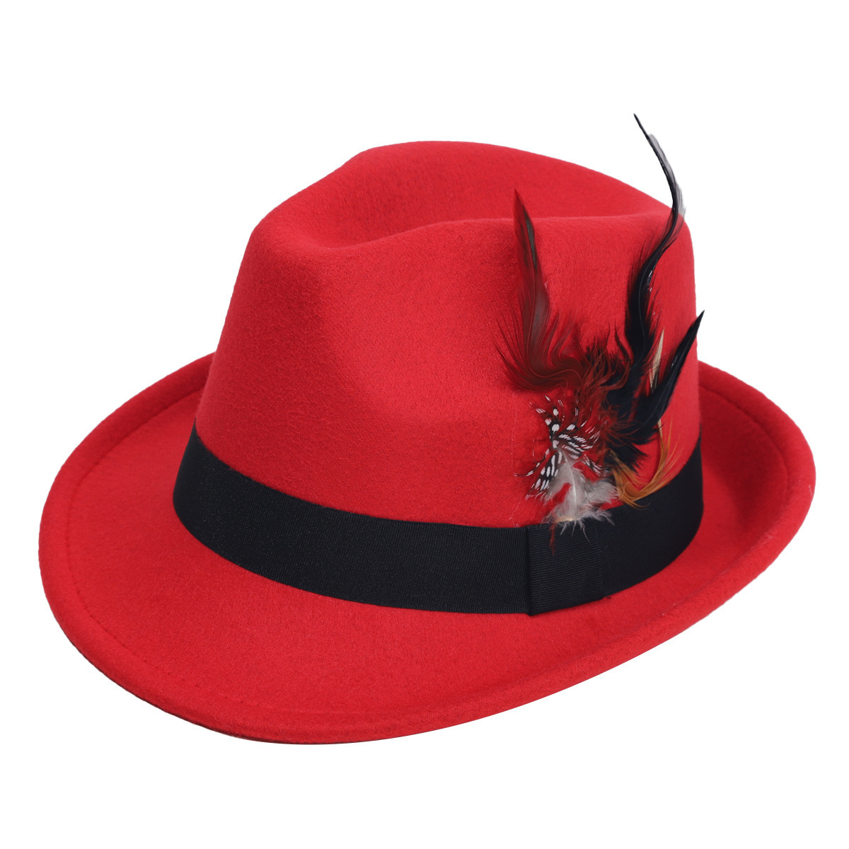 Hot-Selling Feather Top Hat Br - Fedora Hat Wool avaliação e preço